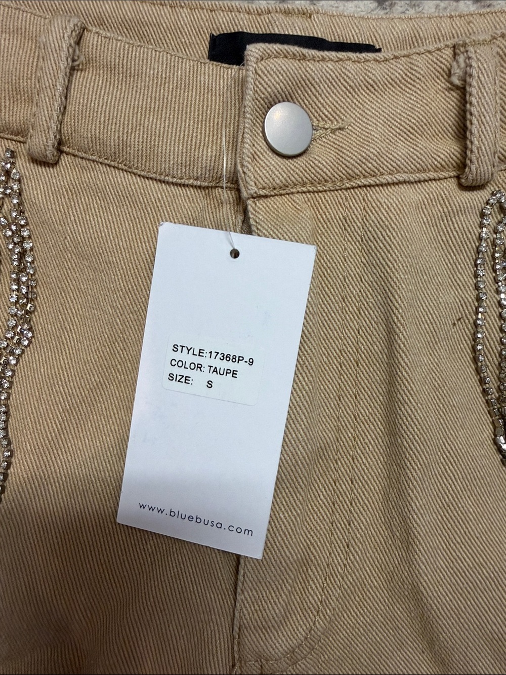 Tan Distressed Fringe Embellished Women's Shorts- MAKE OFFER - Picture 2 of 4